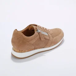 Sneakers met rits, in soepel leer met zool in 2 materialen