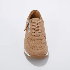 Sneakers met rits, in soepel leer met zool in 2 materialen