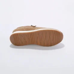 Sneakers met rits, in soepel leer met zool in 2 materialen