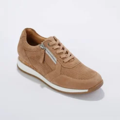 Sneakers met rits, in soepel leer met zool in 2 materialen