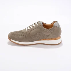 Sneakers met rits, in soepel leer met zool in 2 materialen