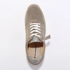 Sneakers met rits, in soepel leer met zool in 2 materialen