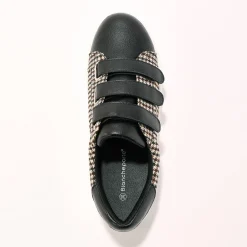 Sneakers met scratchsluiting in 2 materialen - geruit