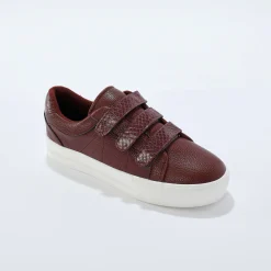 Sneakers met scratchsluiting en kroko-effect - zwart
