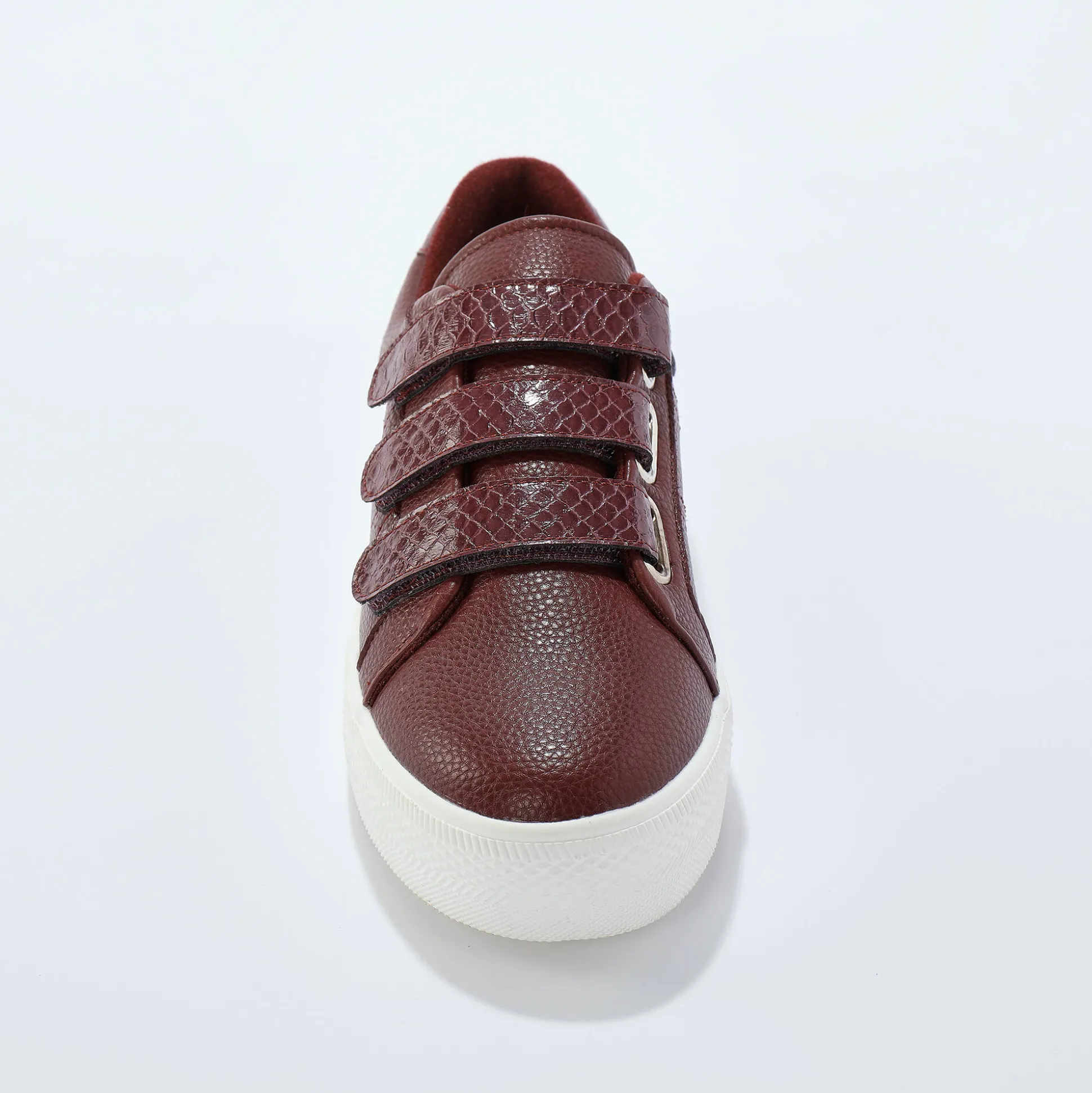 Sneakers met scratchsluiting en kroko-effect - zwart