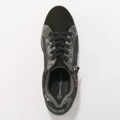 Sneakers met sleehak, fantasiemotief en suedine