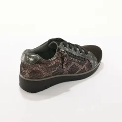 Sneakers met sleehak, fantasiemotief en suedine