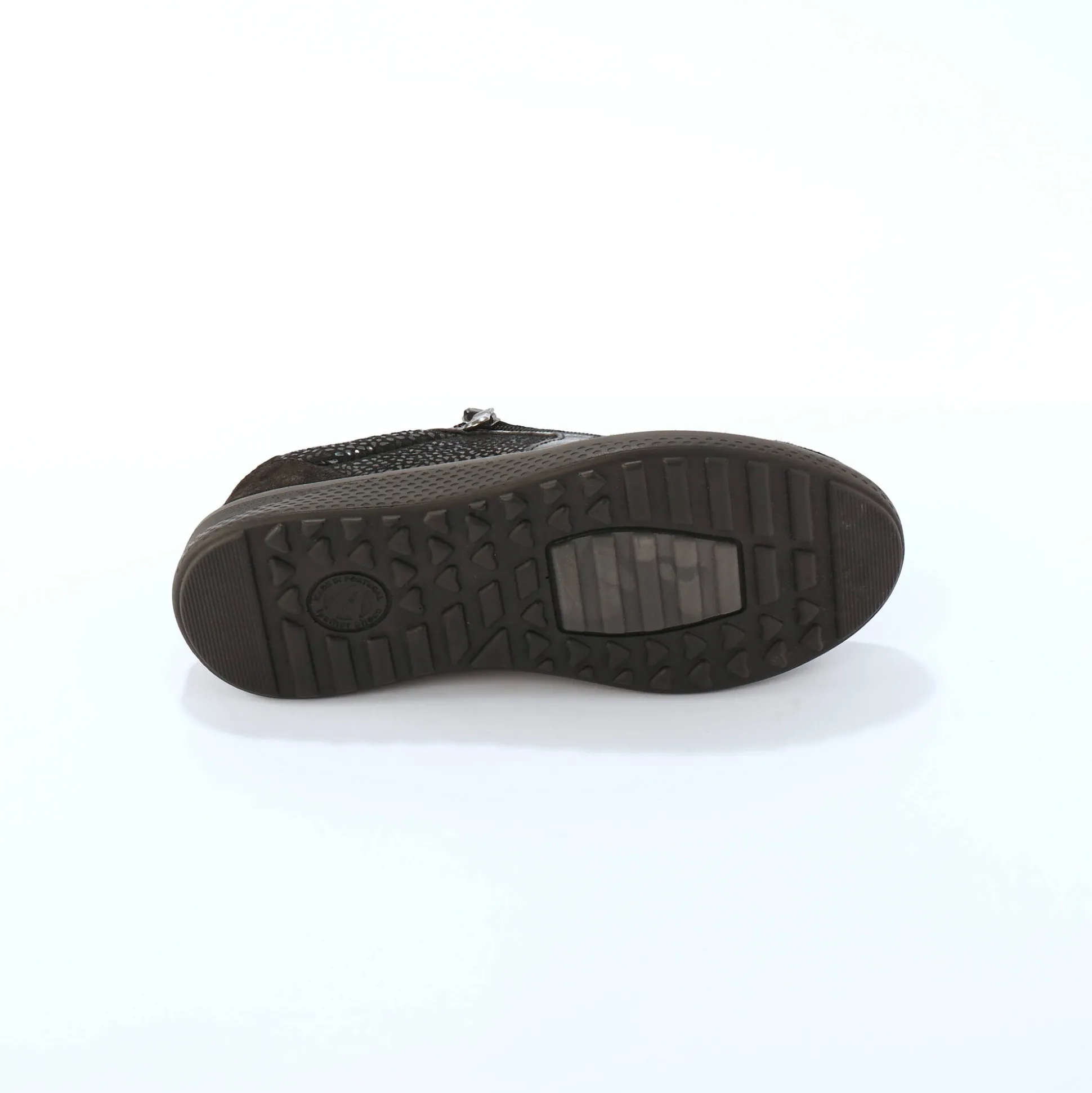Sneakers met veters en rits, in leer met rekbare pasjes