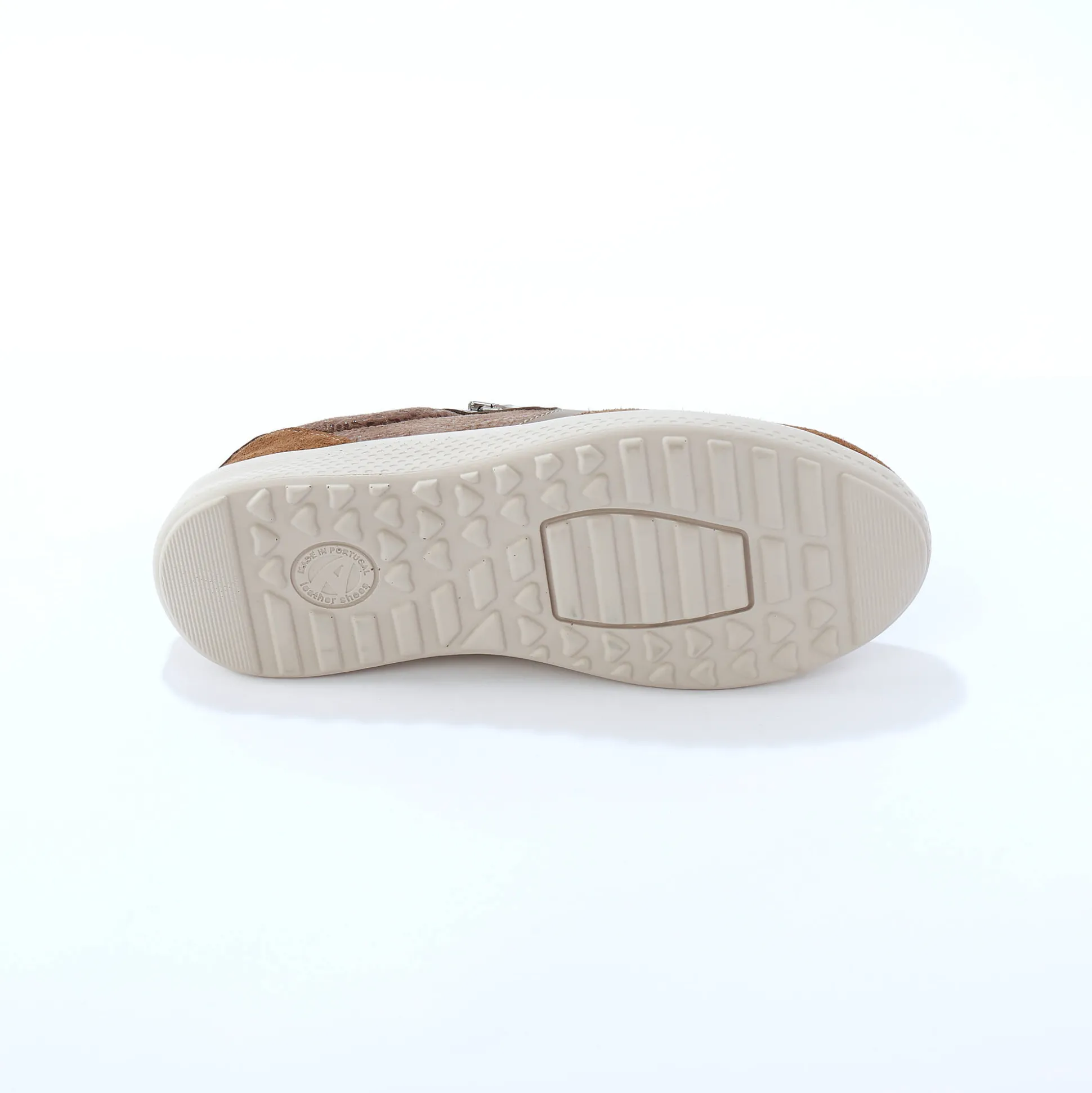 Sneakers met veters en rits, in leer met rekbare pasjes