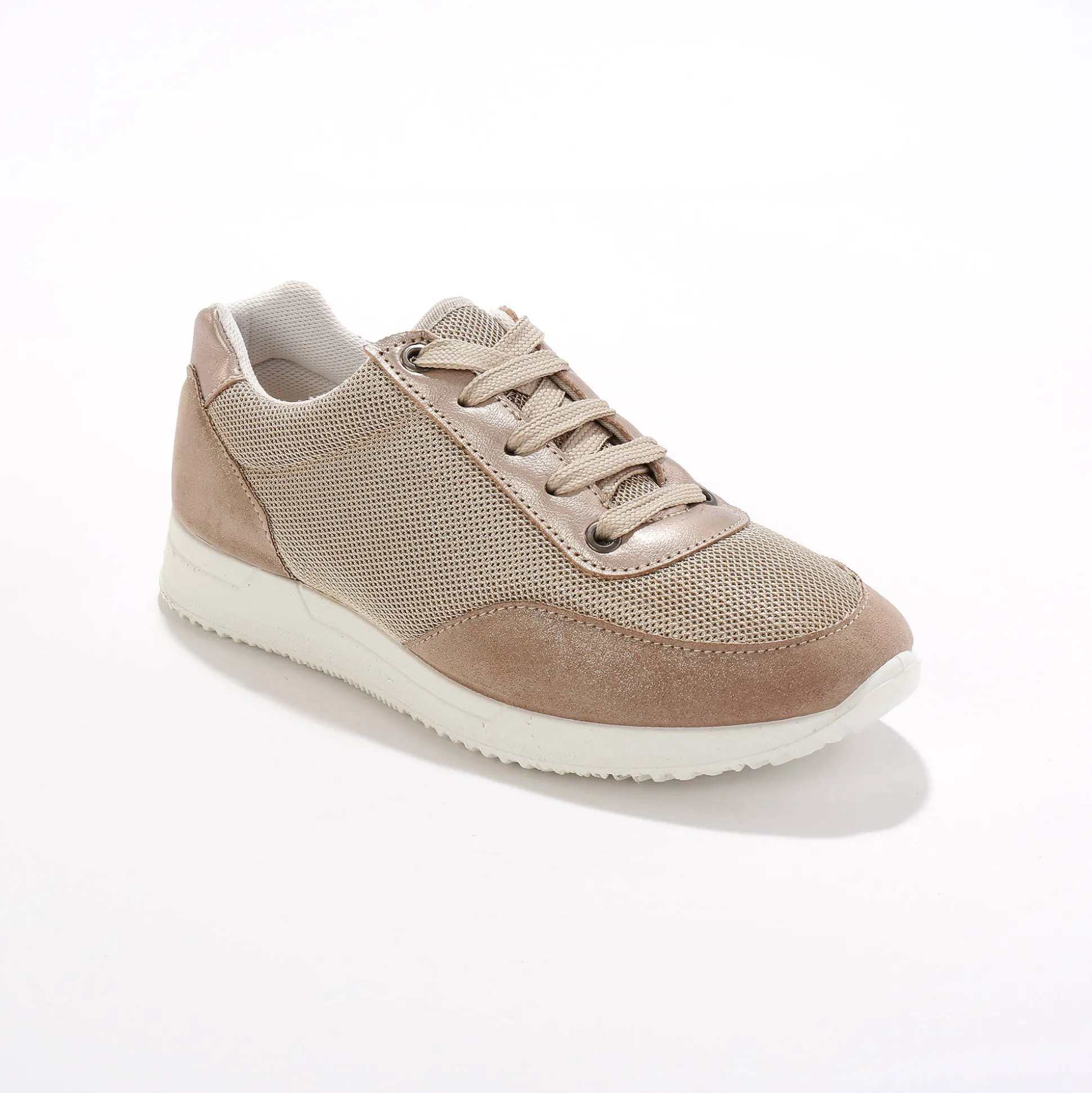 Sneakers met veters, voor gevoelige voeten, rekbaar materiaal - glanzend