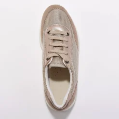 Sneakers met veters, voor gevoelige voeten, rekbaar materiaal - glanzend