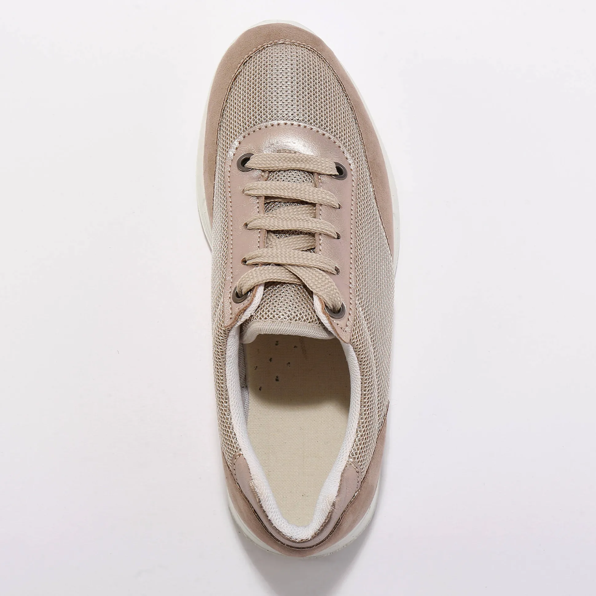 Sneakers met veters, voor gevoelige voeten, rekbaar materiaal - glanzend