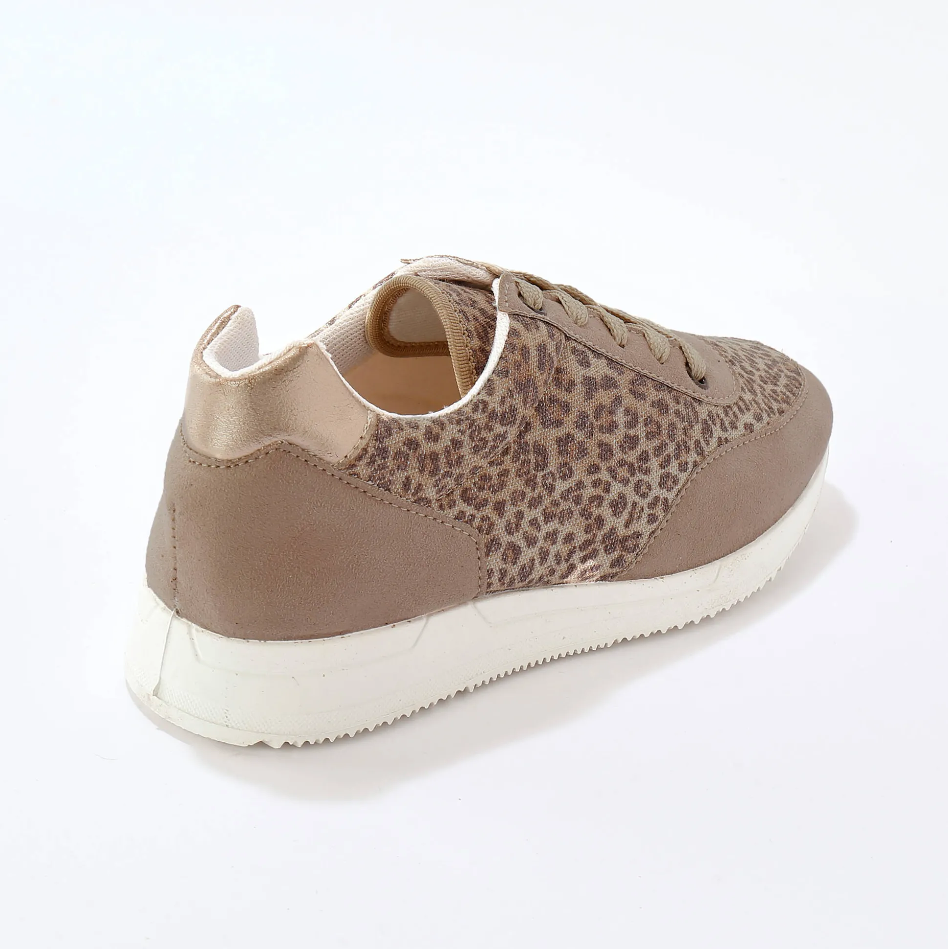 Sneakers met veters, voor gevoelige voeten, rekbaar materiaal - glanzend