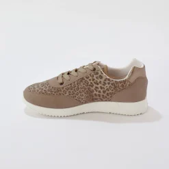 Sneakers met veters, voor gevoelige voeten, rekbaar materiaal - glanzend