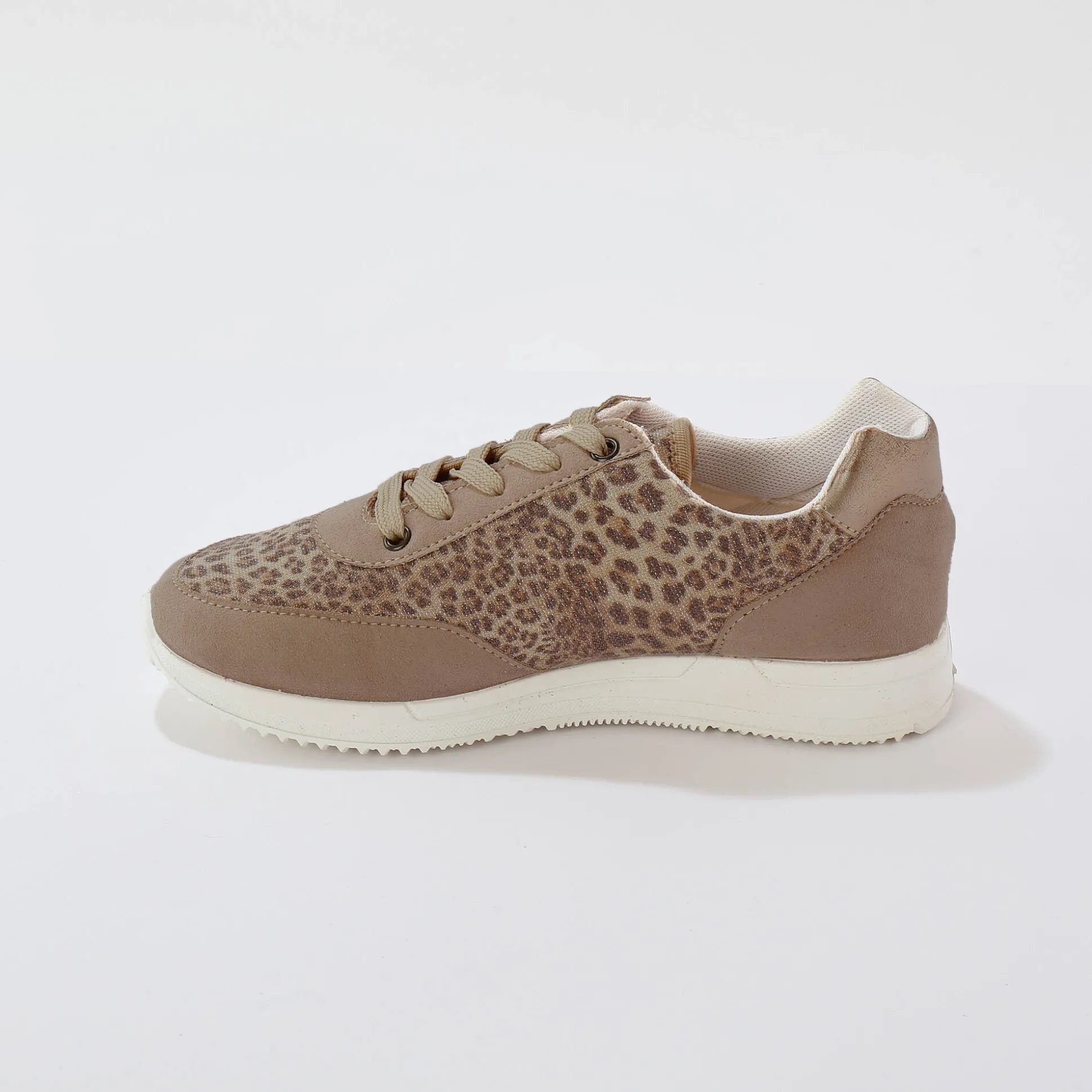 Sneakers met veters, voor gevoelige voeten, rekbaar materiaal - glanzend