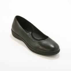 Soepele ballerina's in glad leer met sleehak
