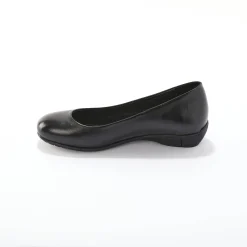 Soepele ballerina's in glad leer met sleehak