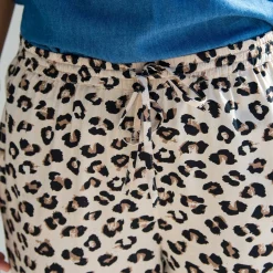 Soepele broek met hoge taille, luipaardprint