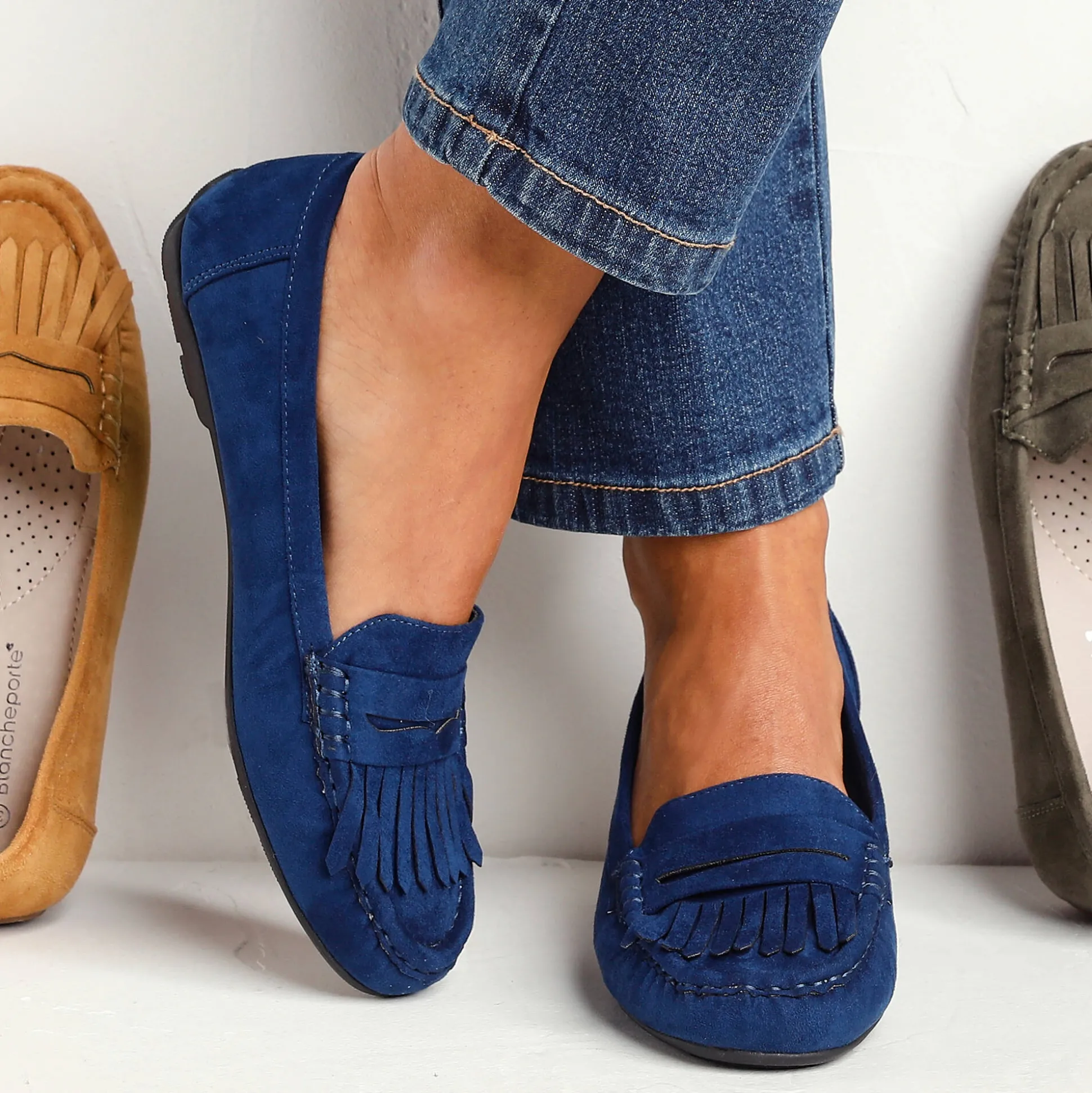 Soepele mocassins in microvezeltextiel