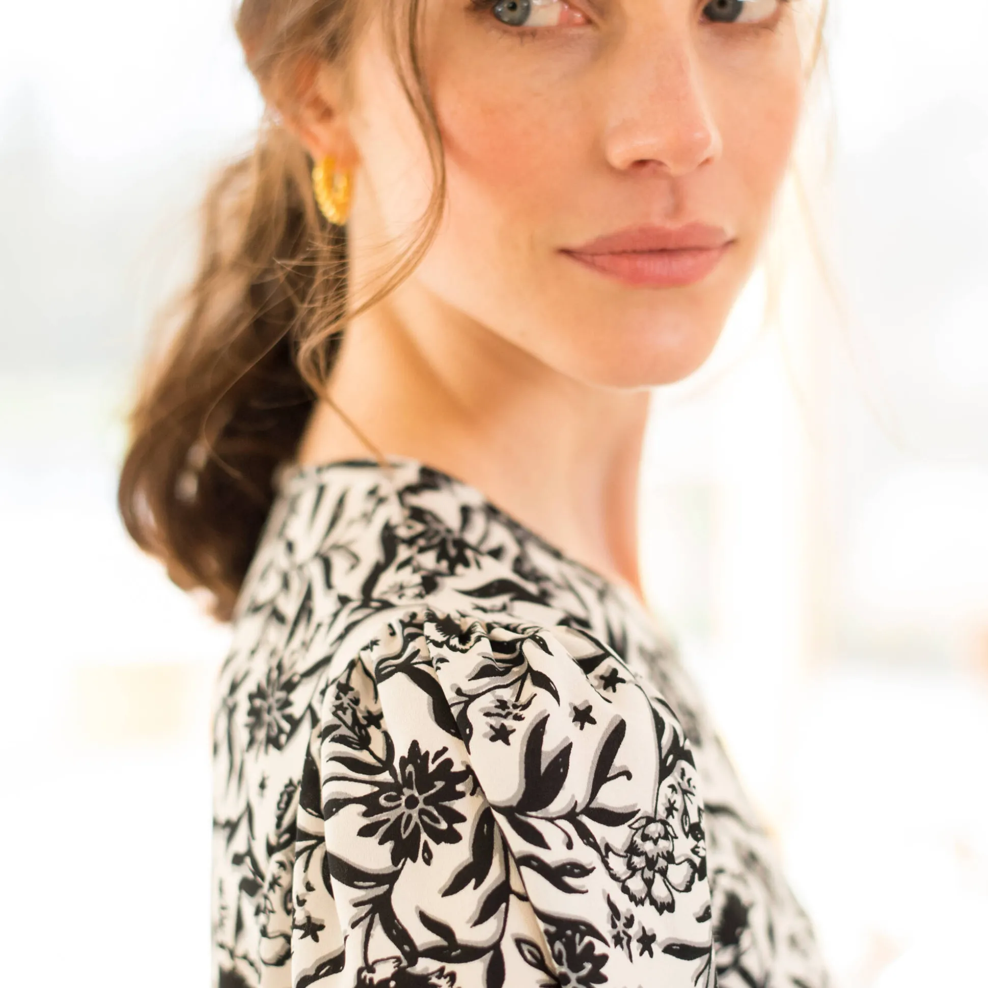 Soepele tuniek met bloemenprint, 3/4-mouwen