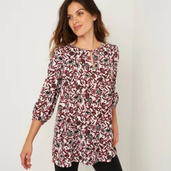 Soepele tuniek met bloemenprint, 3/4-mouwen
