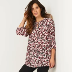 Soepele tuniek met bloemenprint, 3/4-mouwen