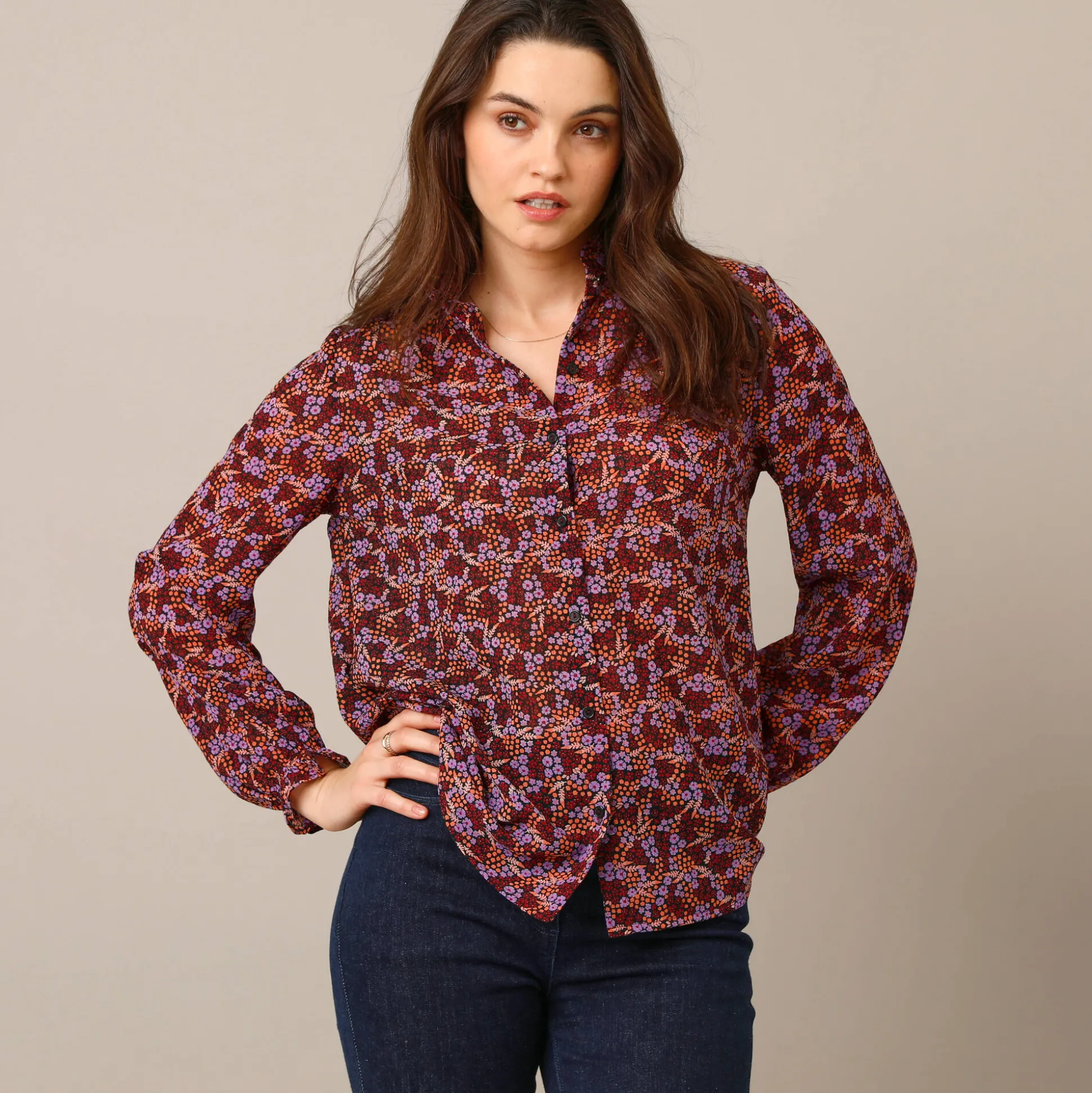 Soepelvallende blouse met bloemenprint