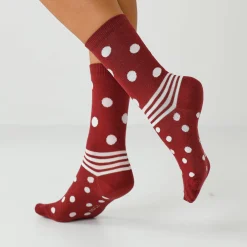 Sokken, effen en met bolletjes - set van 4 paar
