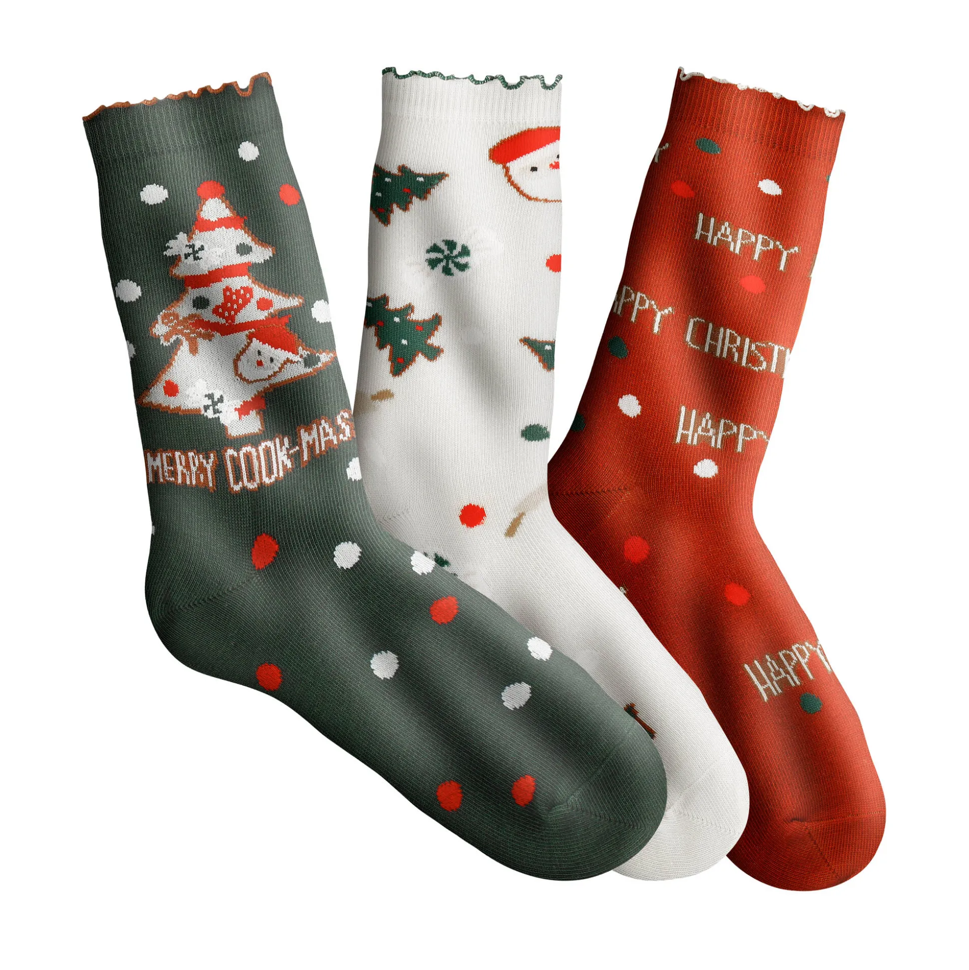Sokken met kerstprint - set van 3 paar