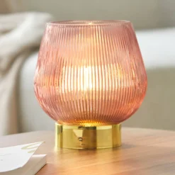 Staande ledlamp in gekleurd glas