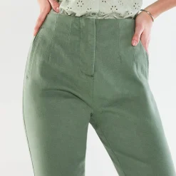 Steungevende broek, recht model met hoge taille