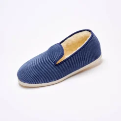 Stille pantoffels in velours met wolvoering