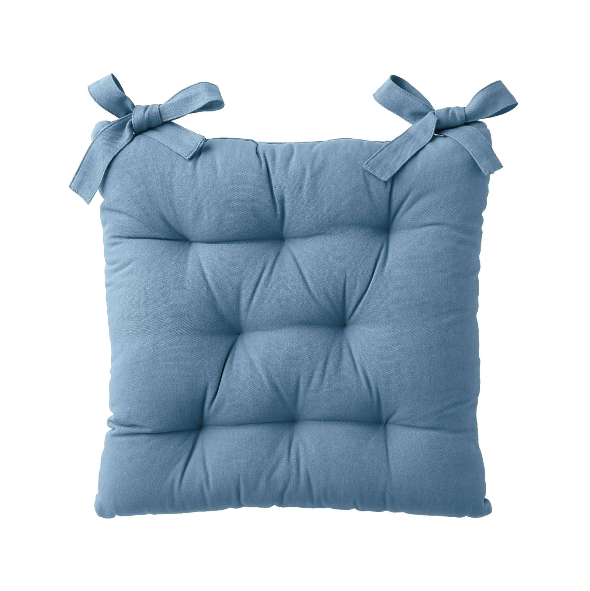 Stoelkussentje in effen katoenen zeildoekstof - set van 2