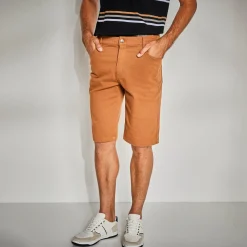 Stretchbermuda met 5 zakken, elastische tailleband opzij