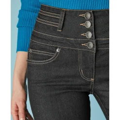 Stretchjeans in bootcutmodel met hoge taille - binnenpijplengte 78 cm