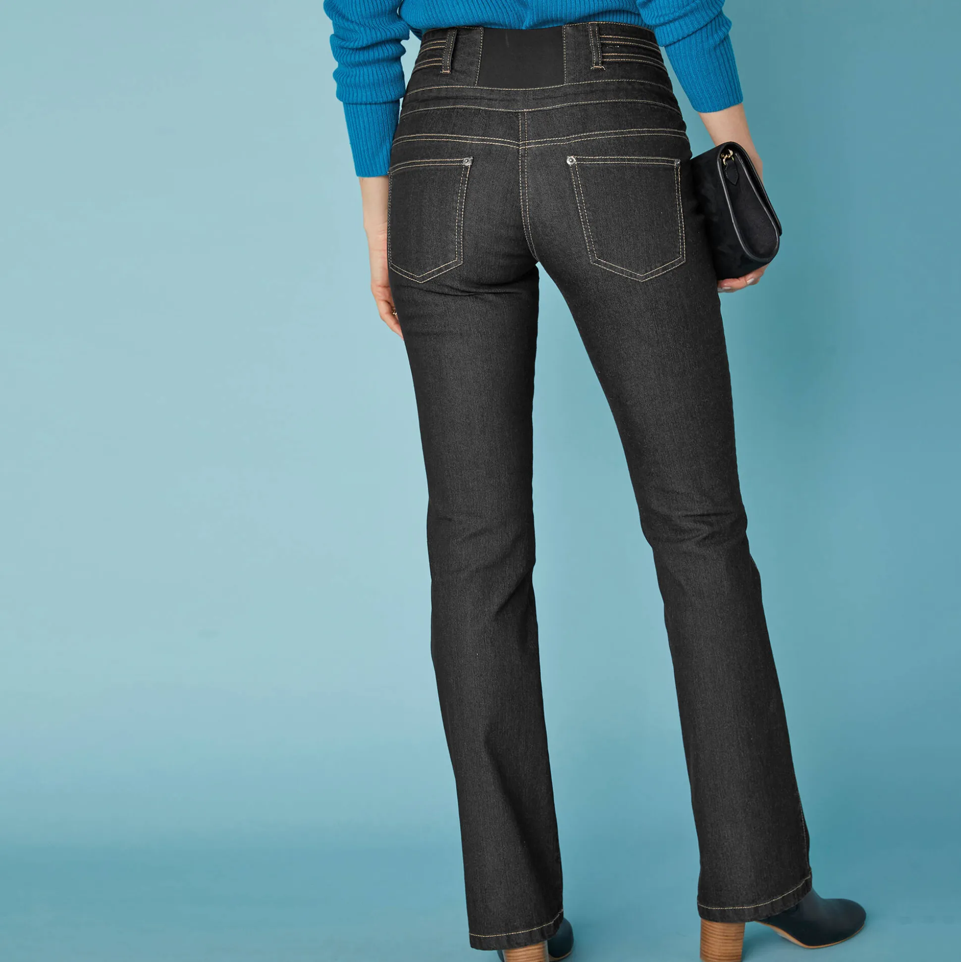Stretchjeans in bootcutmodel met hoge taille - binnenpijplengte 78 cm