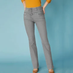Stretchjeans in bootcutmodel met hoge taille - binnenpijplengte 78 cm