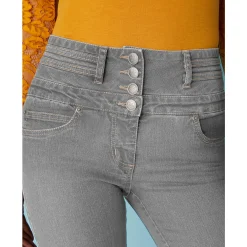 Stretchjeans in bootcutmodel met hoge taille - binnenpijplengte 78 cm