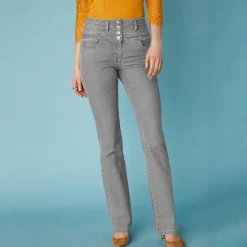 Stretchjeans in bootcutmodel met hoge taille - binnenpijplengte 78 cm