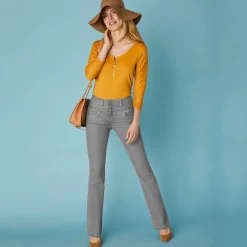 Stretchjeans in bootcutmodel met hoge taille - binnenpijplengte 78 cm