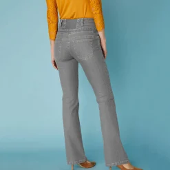 Stretchjeans in bootcutmodel met hoge taille - binnenpijplengte 78 cm