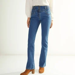 Stretchjeans in bootcutmodel met hoge taille - binnenpijplengte 78 cm