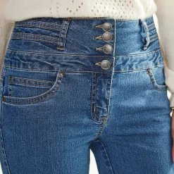 Stretchjeans in bootcutmodel met hoge taille - binnenpijplengte 78 cm