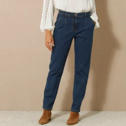Stretchjeans in 'mom' model, hoge taille