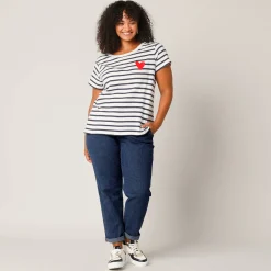 Stretchjeans in 'mom' model, hoge taille