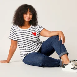 Stretchjeans in 'mom' model, hoge taille