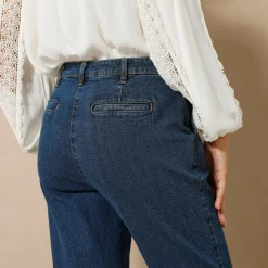 Stretchjeans in 'mom' model, hoge taille