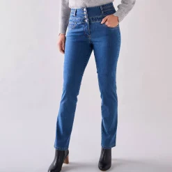 Stretchjeans in recht model met hoge taille