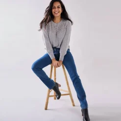 Stretchjeans in recht model met hoge taille