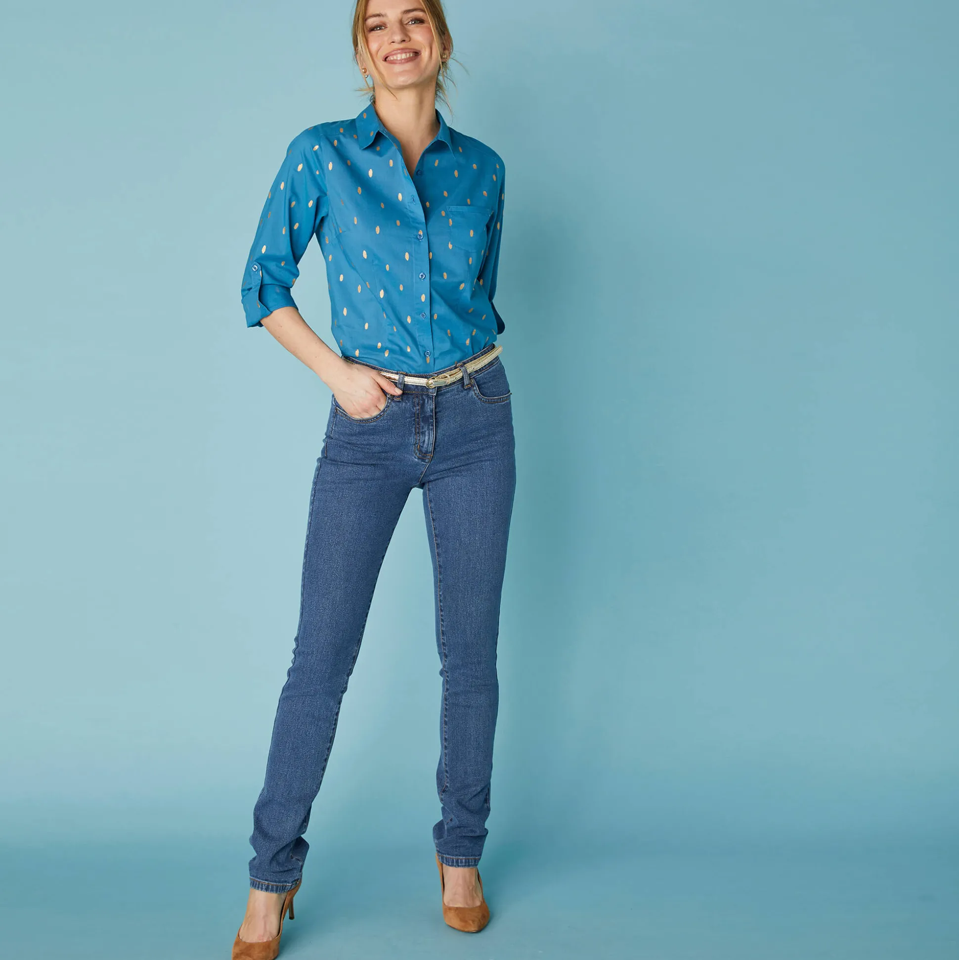Stretchjeans in recht model - kleine lengte